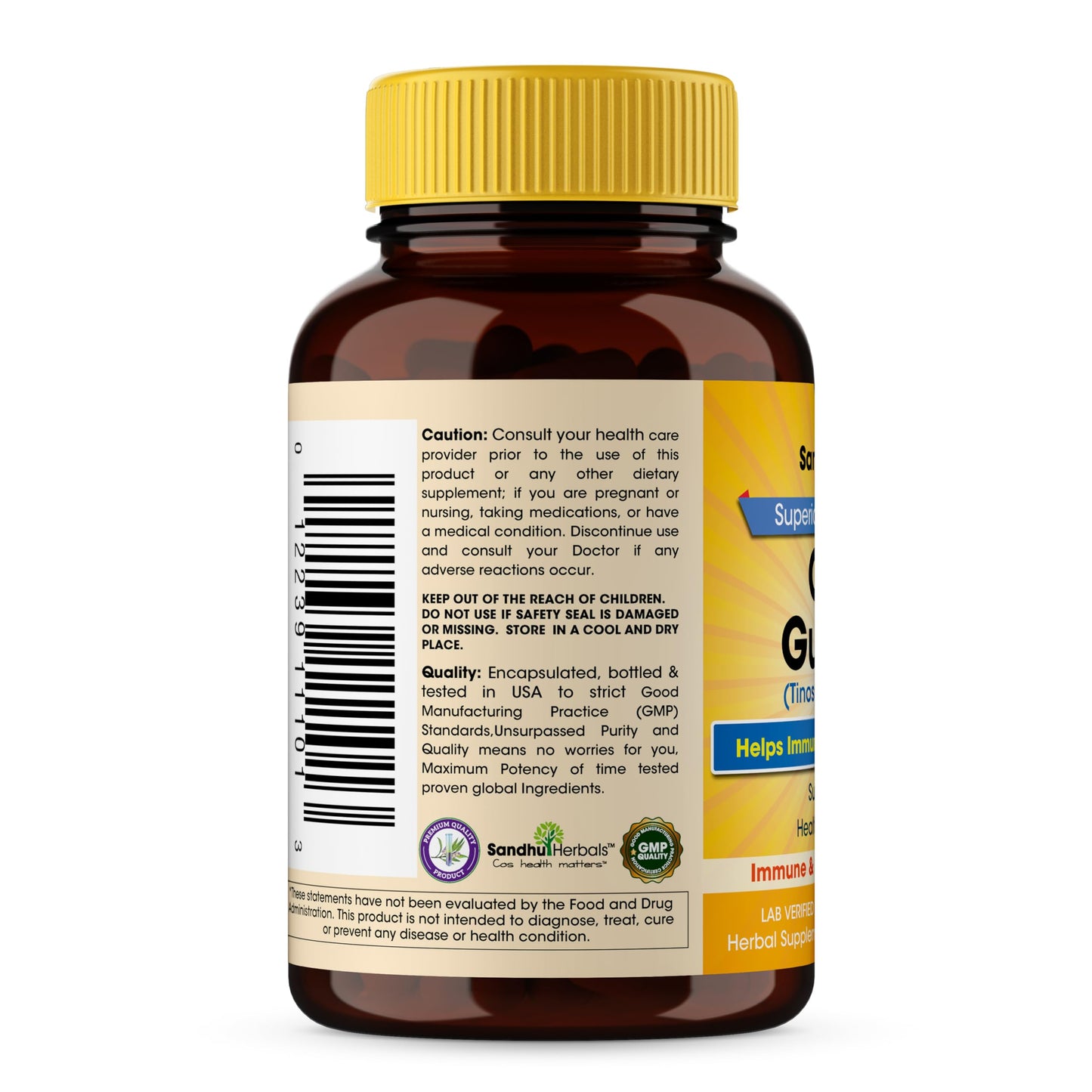 SANDHUHERBALS Organic Giloy (Guduchi) Powder – 120 Vegetarian Capsules | Immune Support & Digestion | Made in USA