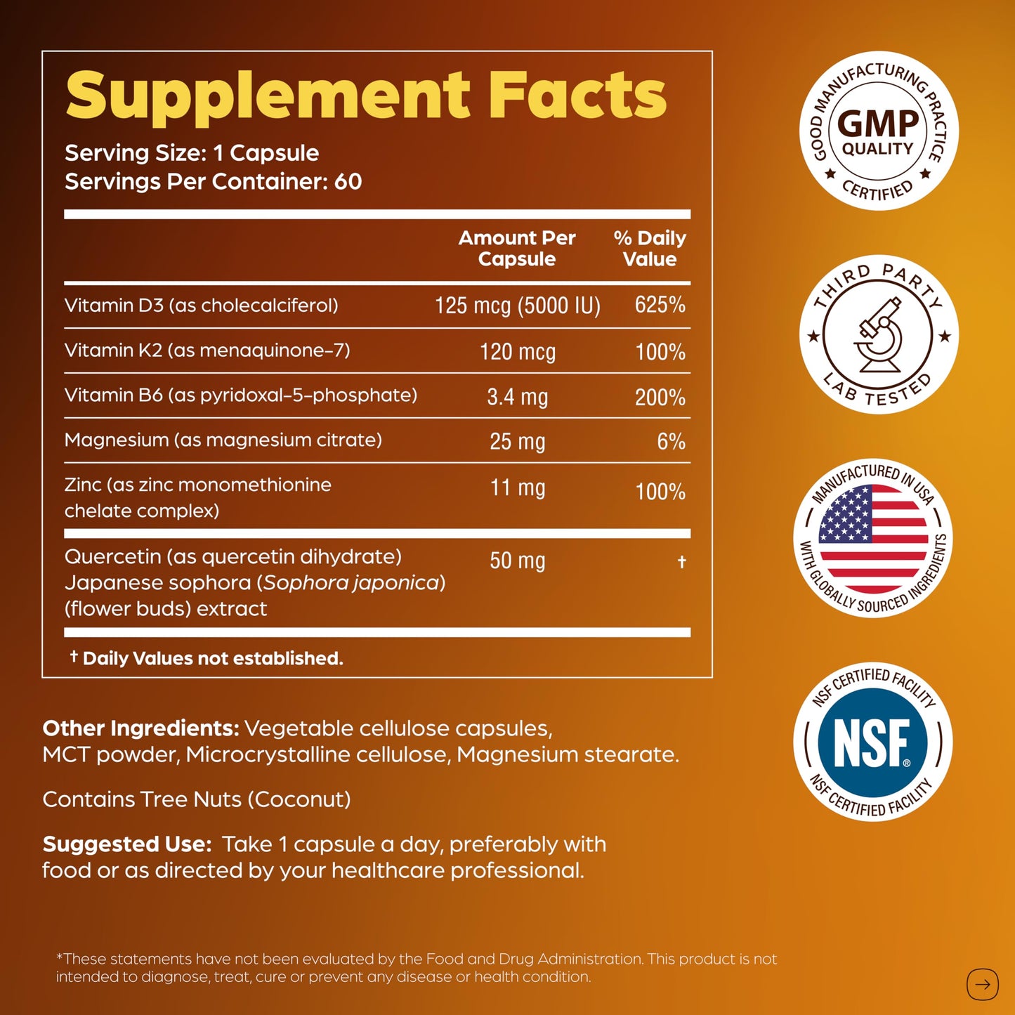 Sandhu's Vitamin D3 K2 Magnesium 5000 IU | D3K2 60 Capsule Pack – Energy, Immune & Muscle Support