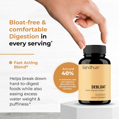 Sandhu's Debloat Digestive Enzymes Capsules | Fast-Acting Bloat Relief | 60 Count