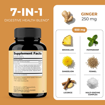 Sandhu's Debloat Digestive Enzymes Capsules | Fast-Acting Bloat Relief | 60 Count