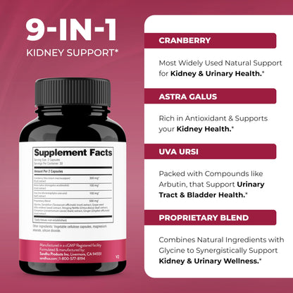 Sandhu's Kidney Cleanse Detox & Repair – Cranberry Extract, 60 Veg Capsules