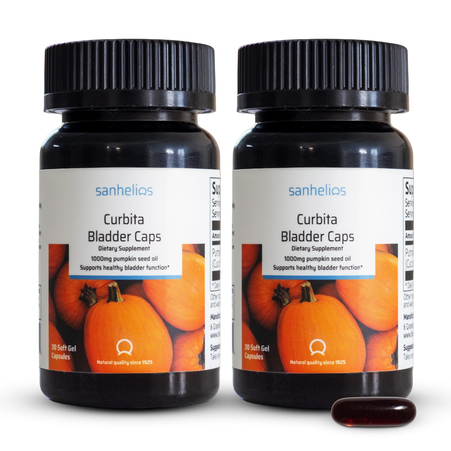 Sanhelios Curbita Bladder Caps 1000mg – Pumpkin Seed Oil for Healthy Bladder Function | 60 Capsules (2 Pack) | Gluten-Free, Non-GMO, Sugar-Free