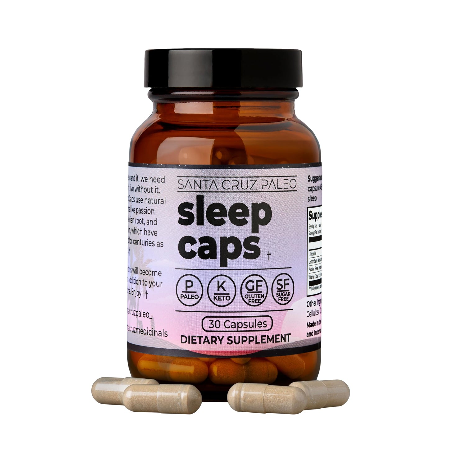 Santa Cruz Paleo Sleep Caps | L-Theanine, Melatonin-Free Nighttime Support | Paleo & Keto