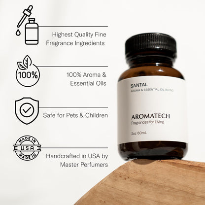 AromaTech Santal Essential Oil Blend – Luxury Hotel Inspired Aromatherapy for Ultrasonic Diffusers & Nebulizers (0.3 fl oz / 10 mL)