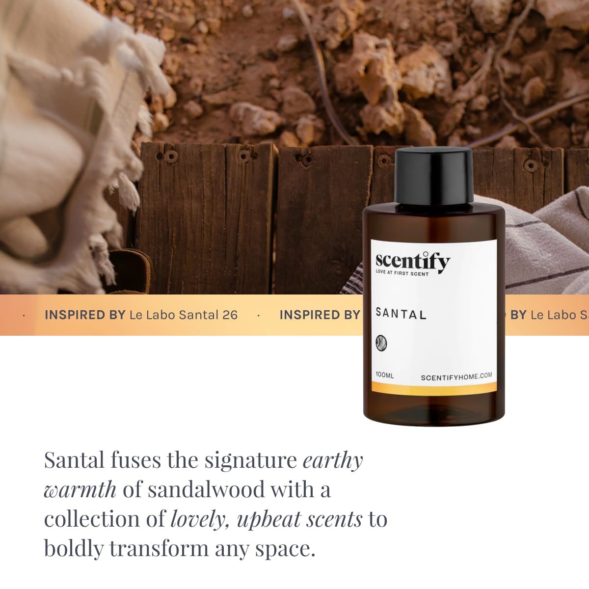 Scentify Santal Aroma Oil Refill for Diffusers – Iris, Amber, Sandalwood & Cedar | 470ml (16 oz)