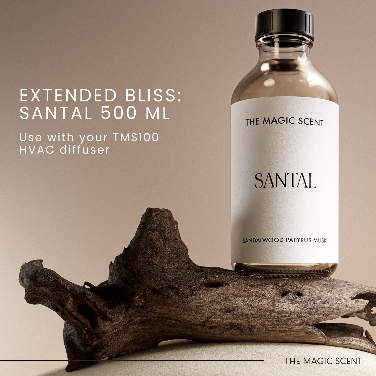 The Magic Scent Santal Diffuser Oil – Fragrance Oil for Diffusers | Sandalwood, Musk & Cardamom | 16.9 fl oz (500 mL) | Cold-Air & Ultrasonic