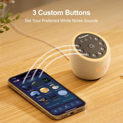 Santebee White Noise Sound Machine — 361 Sounds, App Control, Dimmable Clock