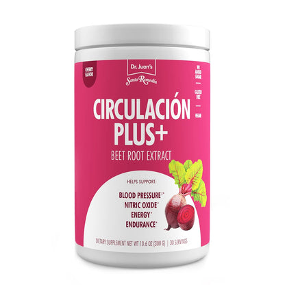 Santo Remedio Circulacion Plus – Beetroot Extract for Circulation & Heart Health, Cherry Flavor, Vegan, 30 Servings