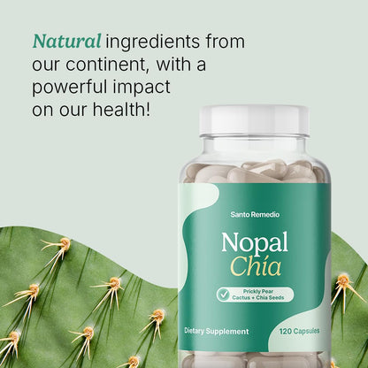Santo Remedio Nopal Chia – Prickly Pear & Chia Powder, 120 Capsules