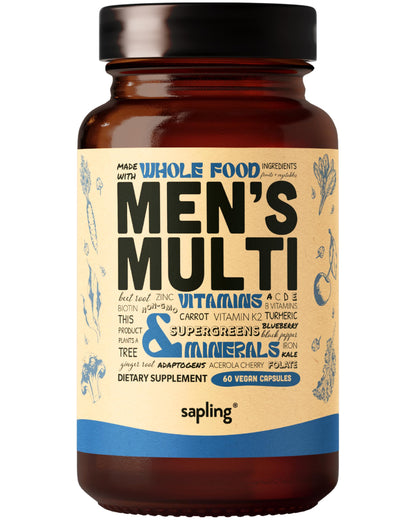 Multivitamin for Men | Daily Methylated B Complex, Whole Food Ingredients | Vegan & Non-GMO | 60 Caps