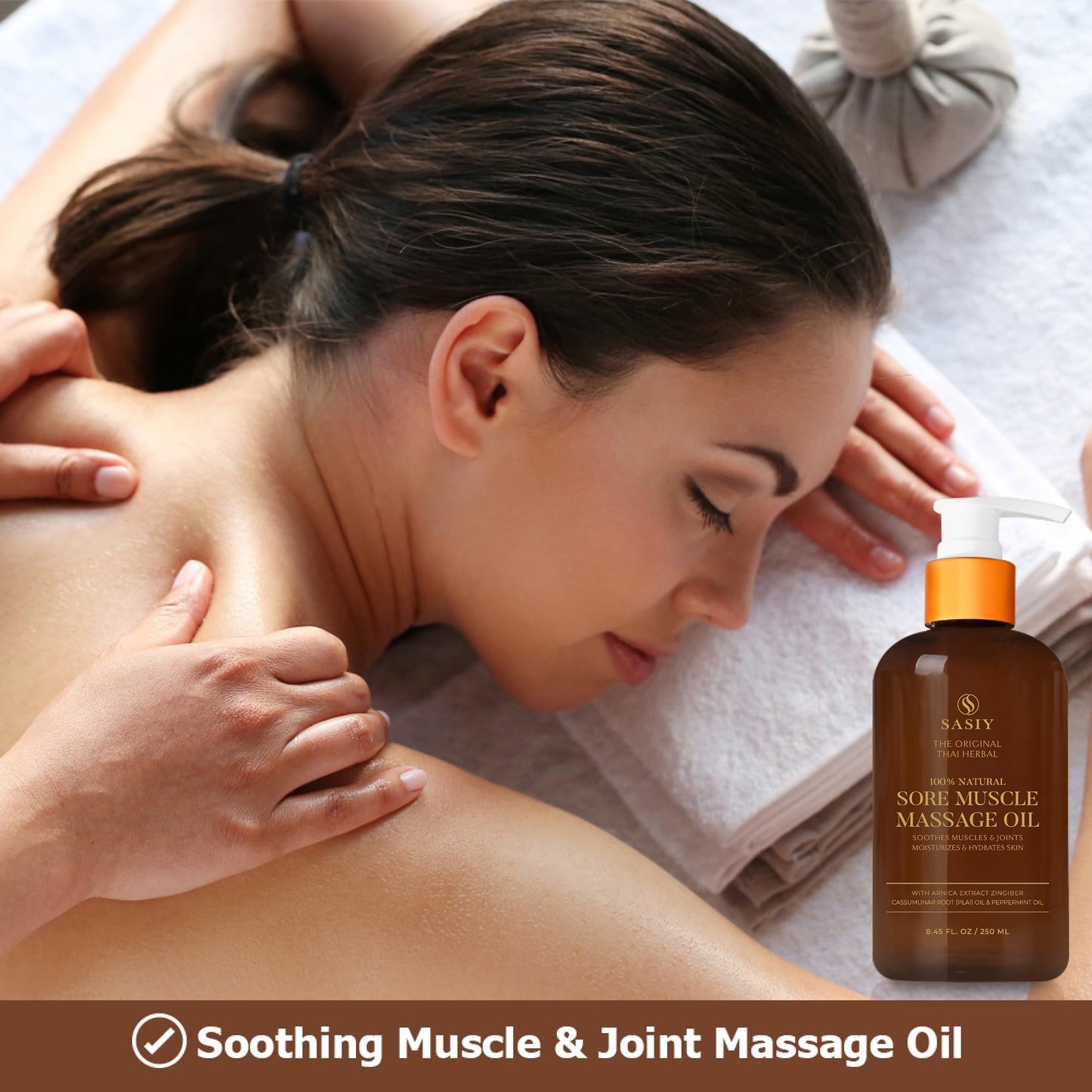 SASIY Thai Herbal Massage Oil – 100% Natural, Non-Greasy, Fast Absorbing (8.45 oz / 250 ml)