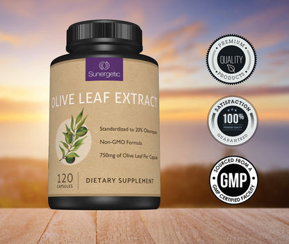 Premium Olive Leaf Extract Capsules 750mg | 20% Oleuropein | Immune & Cardiovascular Support | 120 Capsules
