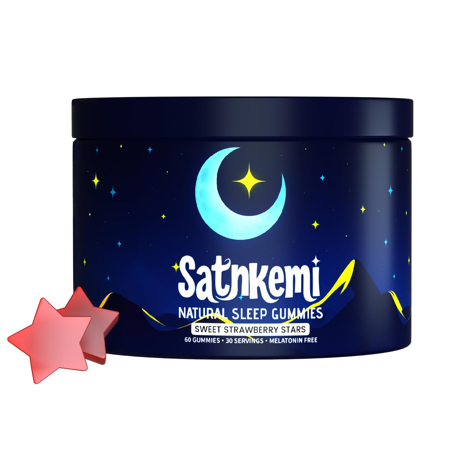 Satnkemi Sleep Gummies for Adults - Melatonin-Free Sleep Aid (Valerian, L-Theanine, Magnesium)