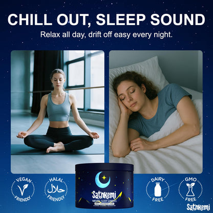 Satnkemi Sleep Gummies for Adults - Melatonin-Free Sleep Aid (Valerian, L-Theanine, Magnesium)