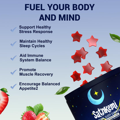 Satnkemi Sleep Gummies for Adults - Melatonin-Free Sleep Aid (Valerian, L-Theanine, Magnesium)