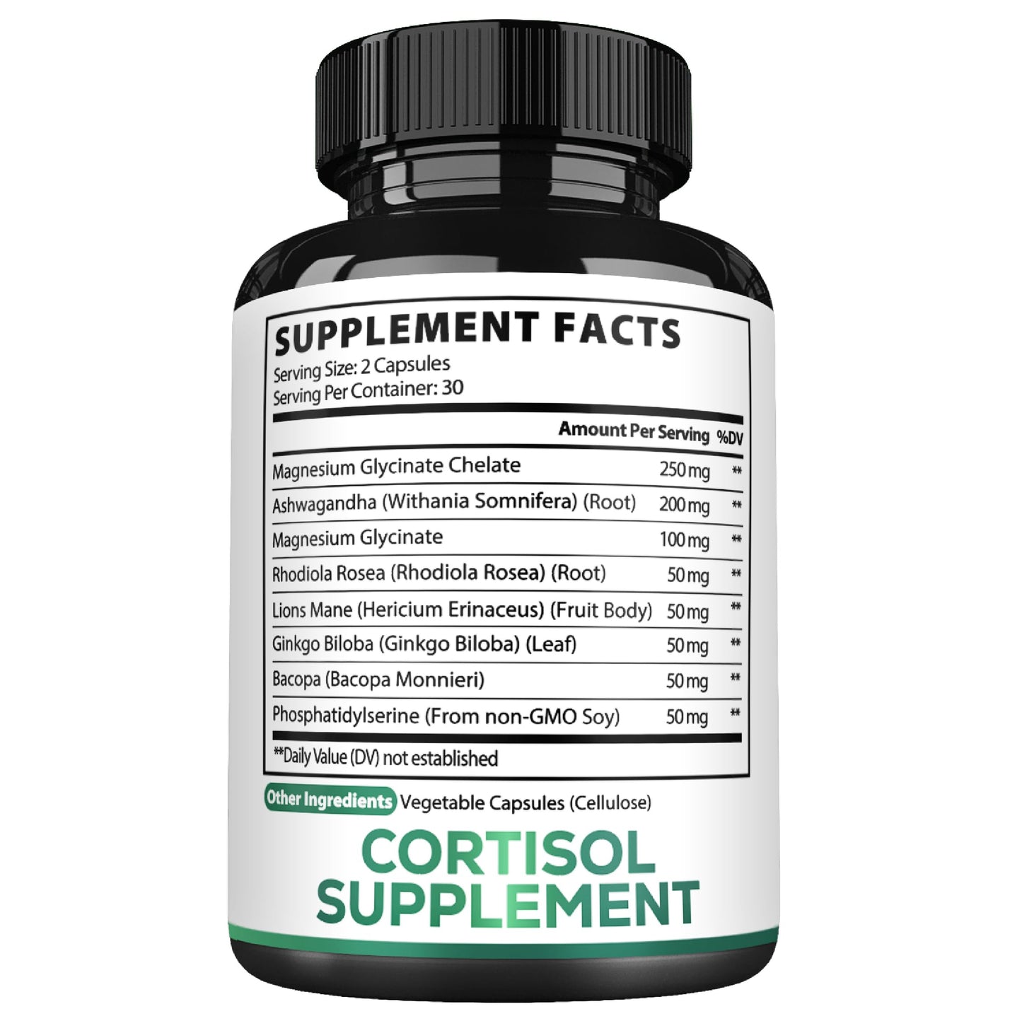 Satoomi 8in1 Cortisol Manager with Magnesium Glycinate, Ashwagandha, Rhodiola Rosea, Lions Mane & More – Cortisol Reducer Supplement Men & Women – 60 Capsules