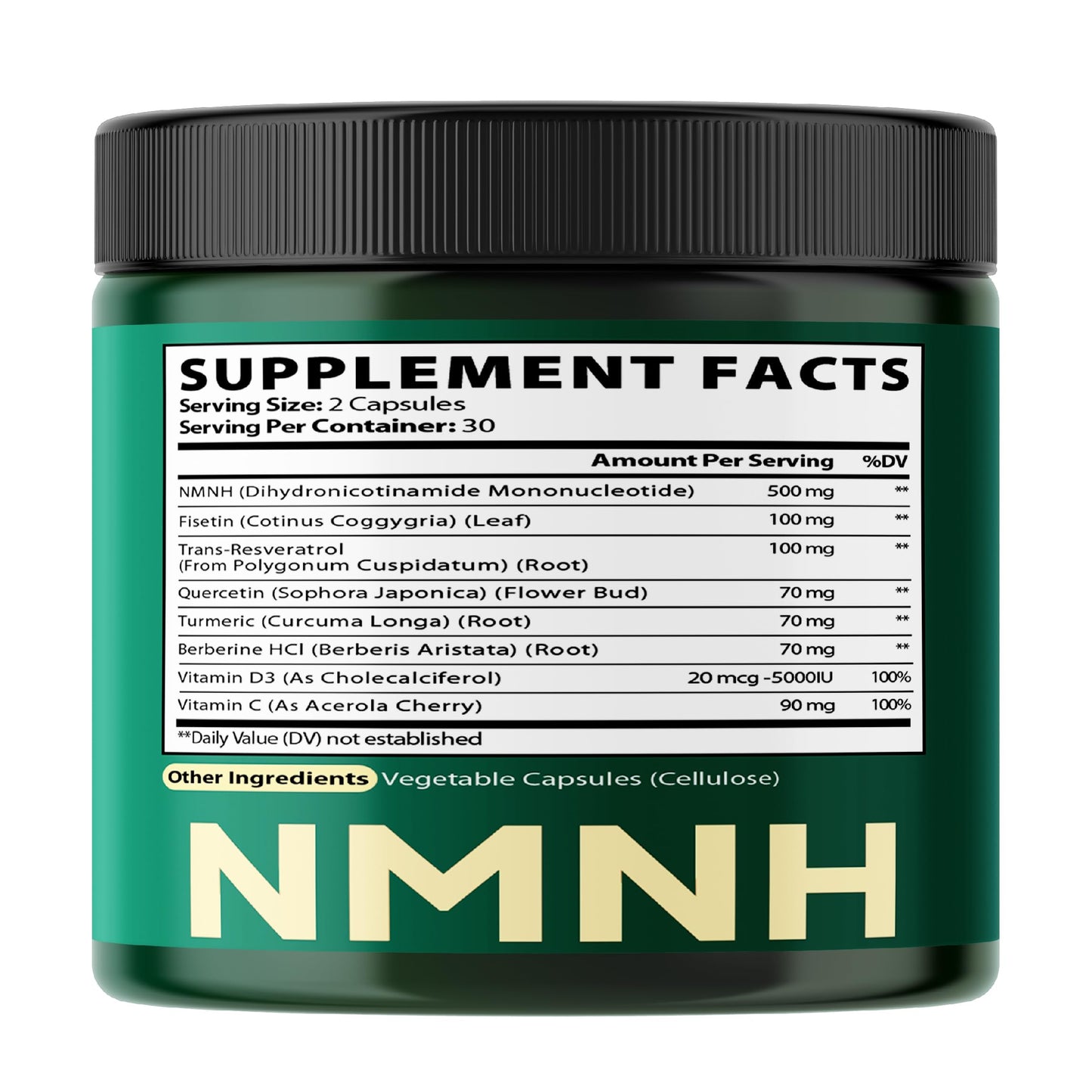 Satoomi 8in1 NMNH - NMN Supplement Alternative - NAD Supplement to Support NAD Levels Added Fisetin, Resveratrol, Quercetin, Turmeric, Berberine, Vitamin D3 & C - 60 Count for 30 Days