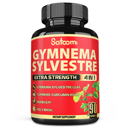 Satoomi Pure Gymnema Sylvestre Capsules – 90 Count, 3-Month Supply with Neem, Holy Basil & Turmeric