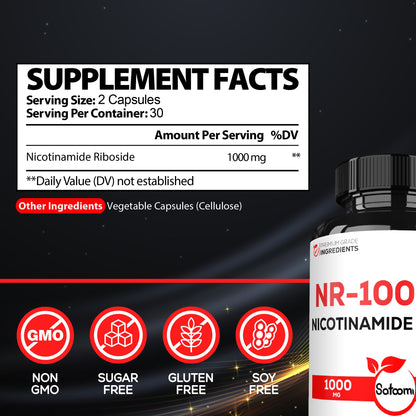 Satoomi NAD Nicotinamide Riboside NR 1000mg – 60 Capsules (30-Day Supply)