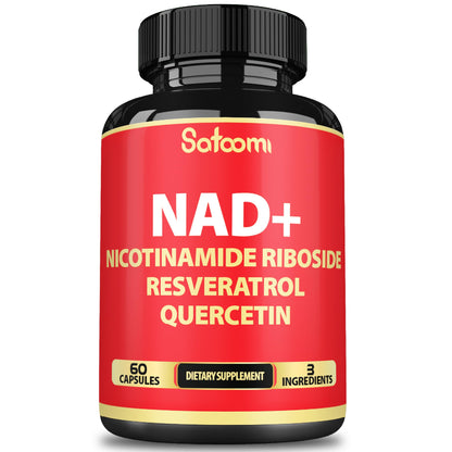 Satoomi NAD Supplement with Nicotinamide Riboside NR, Resveratrol, Quercetin - 60 Count - 30 Days