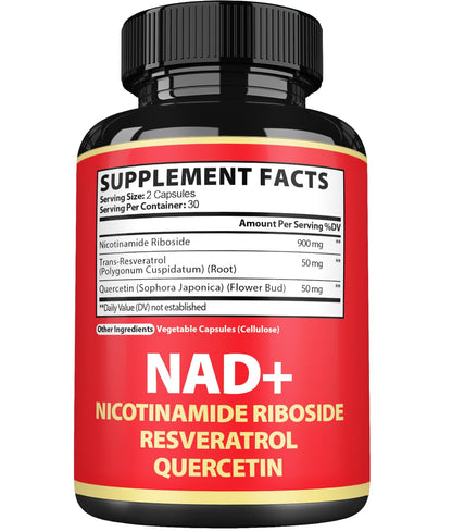 Satoomi NAD Supplement with Nicotinamide Riboside NR, Resveratrol, Quercetin - 60 Count - 30 Days