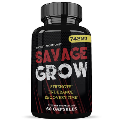 Savage Grow 742MG All Natural Men's Health Formula, 60 Capsules