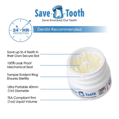 Save-A-Tooth Preservation Kit 2 Pack | Save Knocked-Out Teeth 24h | USA Made