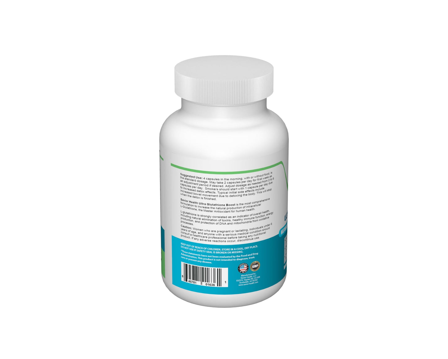 Savior Health Ultra Glutathione Boost – L-Glutathione Supplement with Herbal Extracts, 790mg, 120 Veggie Capsules (Gluten-Free)