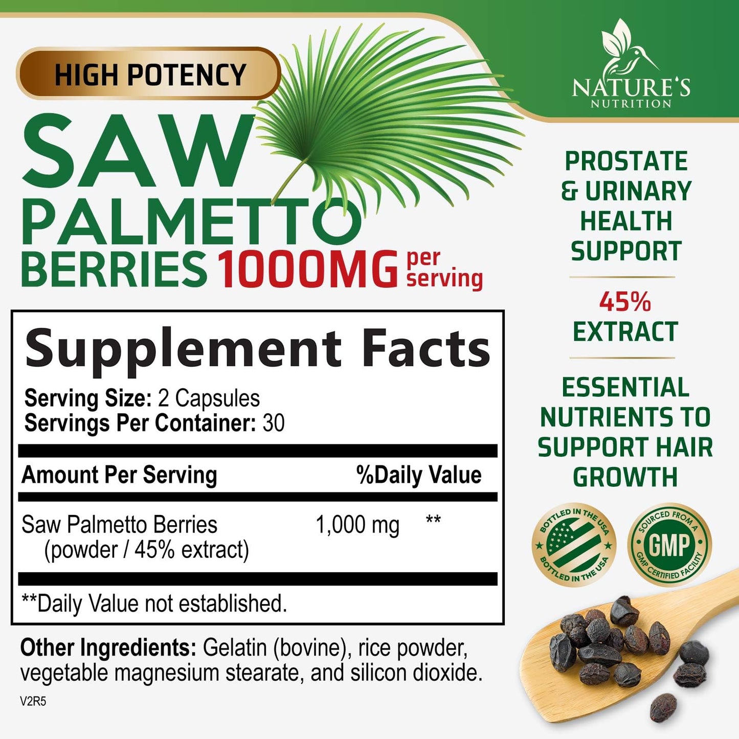 Saw Palmetto for Men 1000MG - 3X Strength Prostate Health Supplement - Herbal Extract Supplement - Prostate Supplements for Men's Health Support, Prostate Urinary & Hair Health Support - 60 Capsules