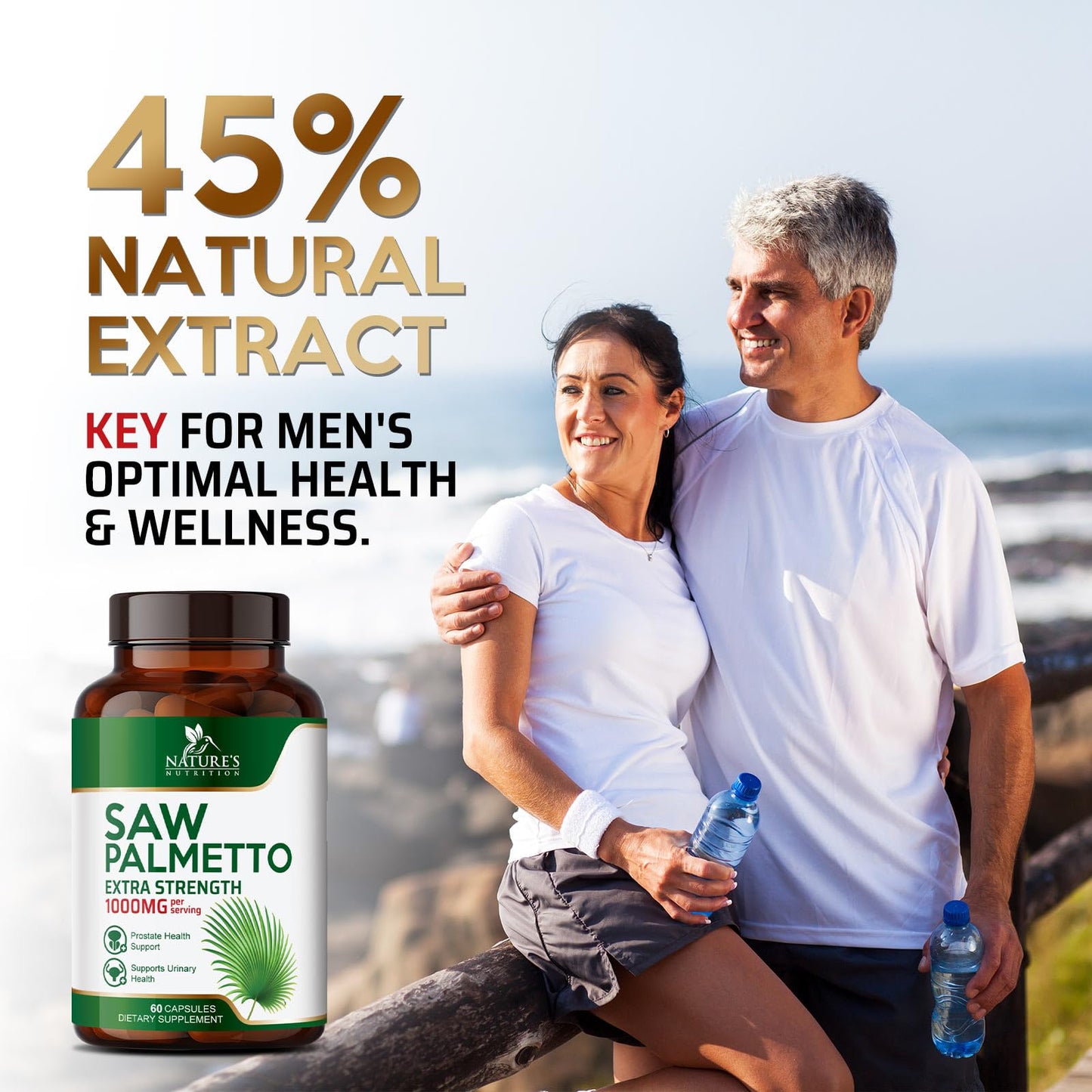 Saw Palmetto for Men 1000MG - 3X Strength Prostate Health Supplement - Herbal Extract Supplement - Prostate Supplements for Men's Health Support, Prostate Urinary & Hair Health Support - 60 Capsules
