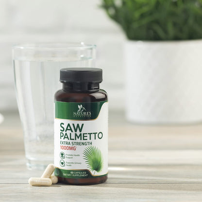 Saw Palmetto for Men 1000MG - 3X Strength Prostate Health Supplement - Herbal Extract Supplement - Prostate Supplements for Men's Health Support, Prostate Urinary & Hair Health Support - 60 Capsules