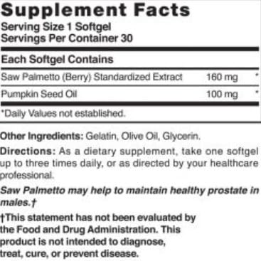 Saw Palmetto 160 mg 30 Sgels | Nature's Blend