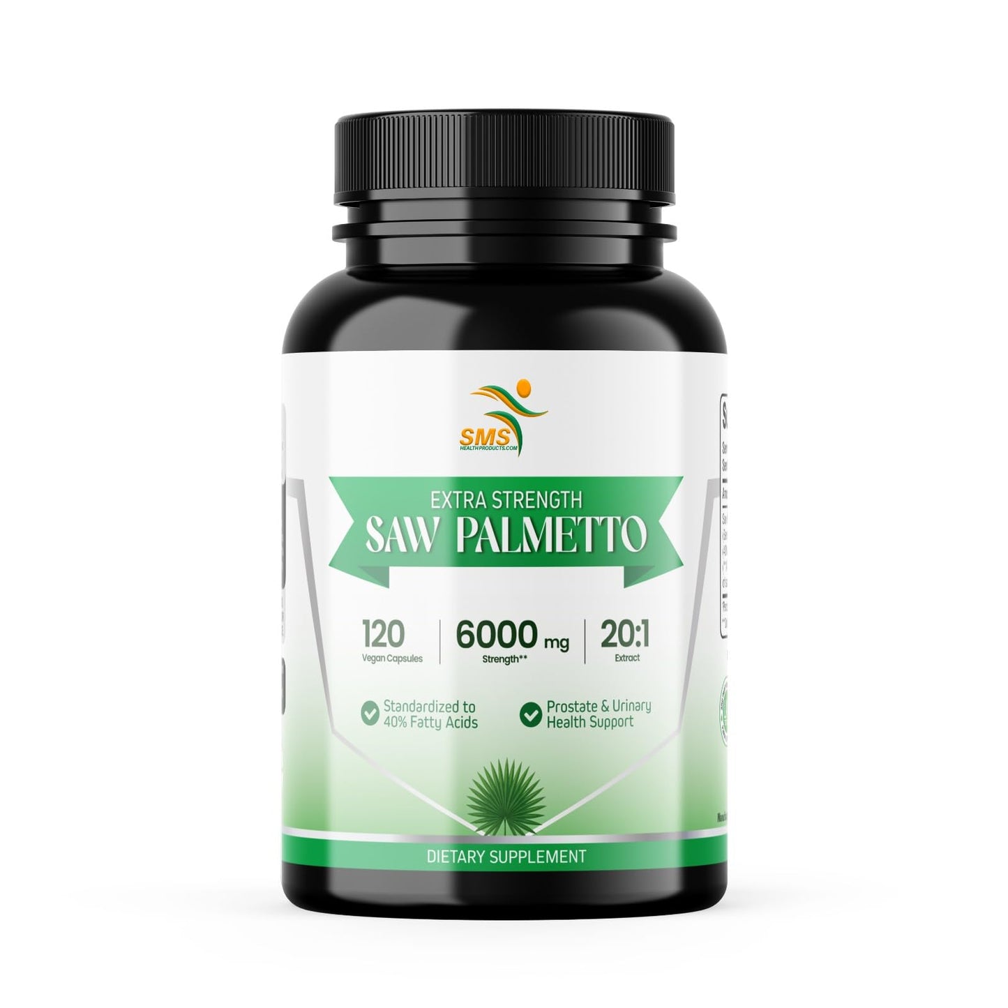 Saw Palmetto 20:1 Extract — 40% Fatty Acids | 120 Vegan Capsules | 4-Month Supply | Non-GMO | Made in USA