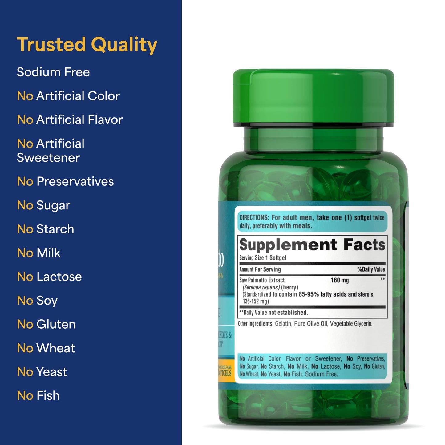 Puritan's Pride Saw Palmetto Extract 160mg – Prostate & Urinary Health | 60 Softgels