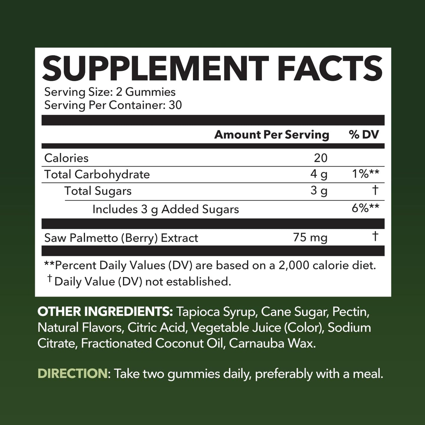 Saw Palmetto Gummies for Men – DHT Blocker for Hair & Prostate Health – Raspberry, Vegan, 60 Count