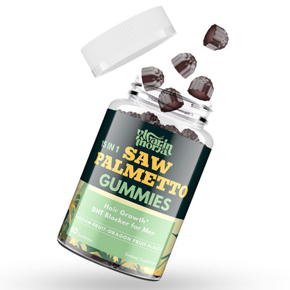 Saw Palmetto Gummies for Men – 600mg DHT Blocker with Biotin & Pumpkin Seed, 60 Gummies