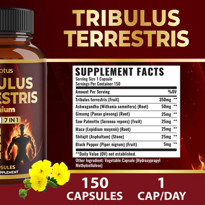 Tribulus Terrestris Supplement for Men & Women - 150 Capsules (5-Month Supply)