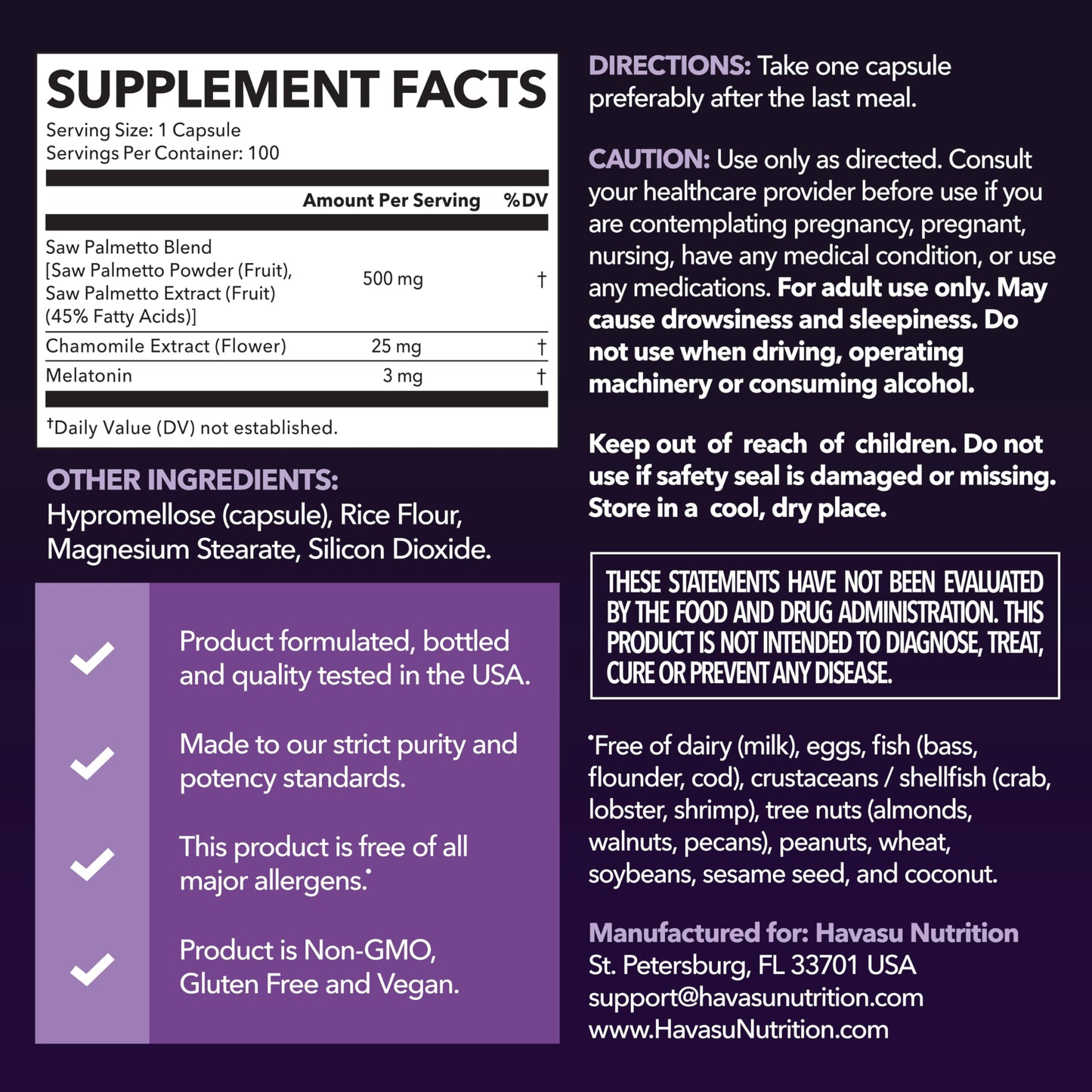 Saw Palmetto PM with Melatonin 3mg – Night Time Prostate & Sleep Support
