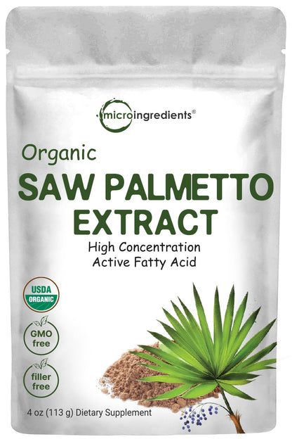 Sustainably Grown Organic Saw Palmetto Powder, 4 oz – Prostate & Hair Growth Supplement