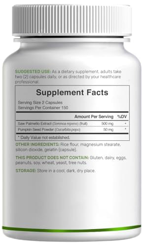 Saw Palmetto + Pumpkin Seed – 300 Capsules | Prostate Health & Hair Support