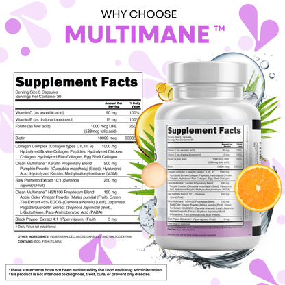 Clean Nutraceuticals Collagen Pills 1000mg with Biotin 10000mcg – Hair, Skin & Nails (90 Count)