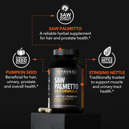Saw Palmetto + Stinging Nettle & Pumpkin Seed — DHT Blocker for Prostate Health (2-Month Supply, Vegan)