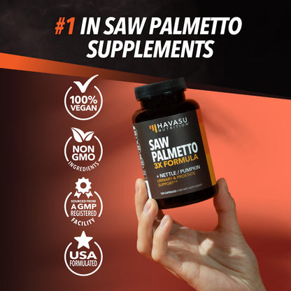 Saw Palmetto + Stinging Nettle & Pumpkin Seed — DHT Blocker for Prostate Health (2-Month Supply, Vegan)