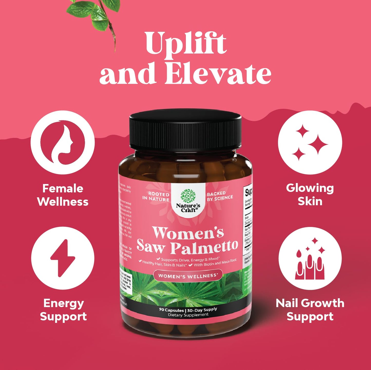 Extra Strength Saw Palmetto for Women 500mg – DHT Blocker Hair Vitamins (90 Capsules)