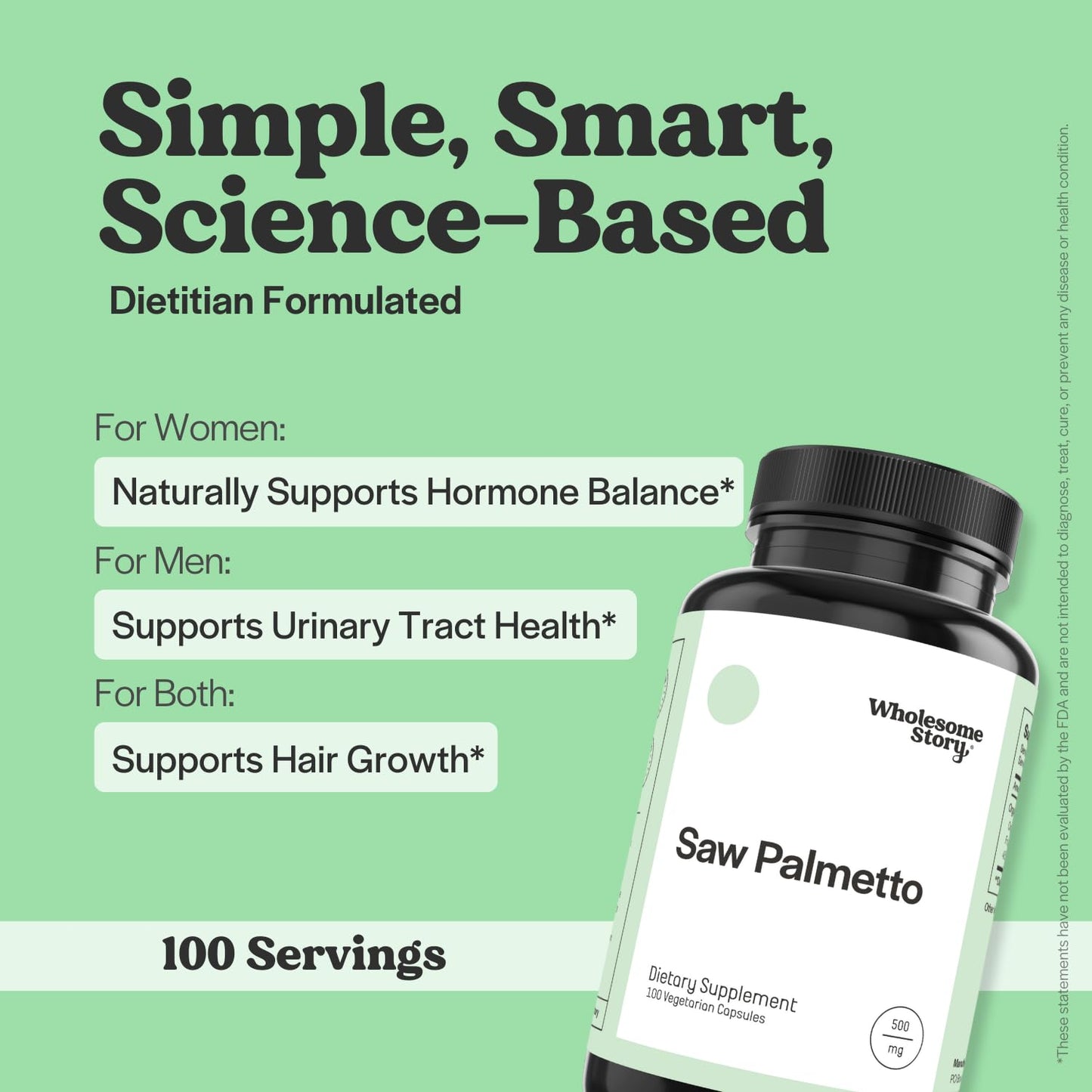 Saw Palmetto 500mg Capsules | Hormonal Balance, Urinary Health & Hair Support | 100 Day Supply