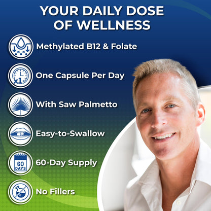 Men's Daily Multivitamin 50+ - Vegan Methylated Multivitamin for Men 50+