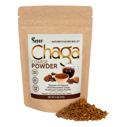 Sayan Siberian Coarse Chaga Powder – 4 oz (113 g) – Wild Harvested, Non-GMO