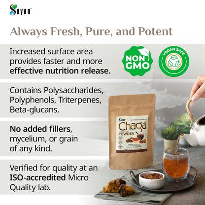 Sayan Siberian Coarse Chaga Powder – 4 oz (113 g) – Wild Harvested, Non-GMO