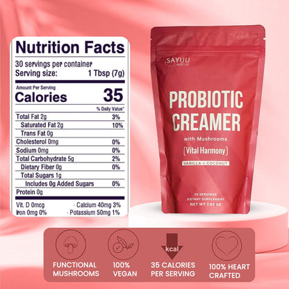 SAYUU Probiotic Creamer with Adaptogenic Mushrooms – Lion's Mane, Reishi & Cordyceps | 30 Servings