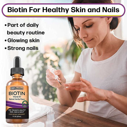 Biotin Liquid Drops by SBR Nutrition – 5000mcg/Serving, Vanilla, 60 Servings